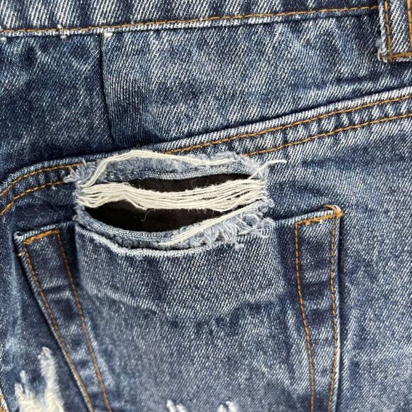Vintage Havana distressed mini skirt button fly denim jean blue 4 26 S - Picture 7 of 11